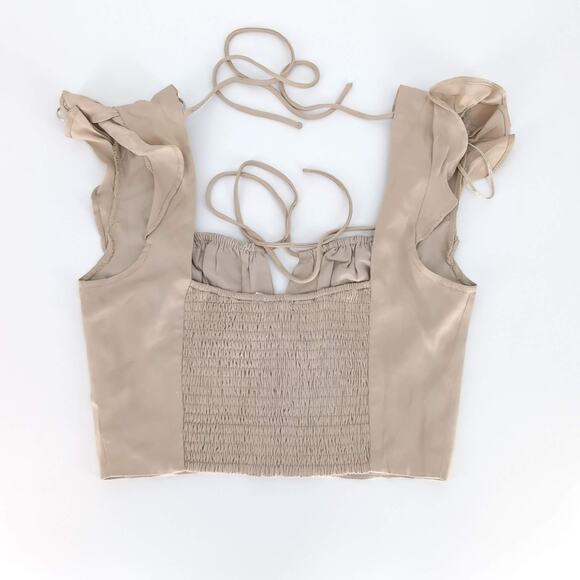 Astr the Label Milkmaid Cap Sleeve Champagne Color Top MSRP $65 - Size S - NWT - Picture 8 of 16